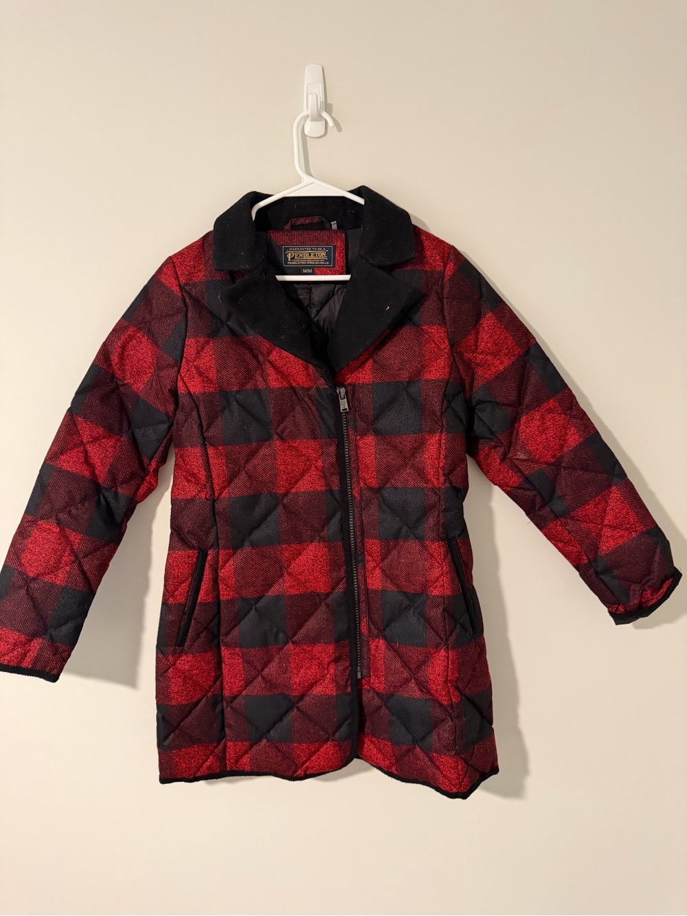 Pendleton Red and Black Quilted Puffer Coat